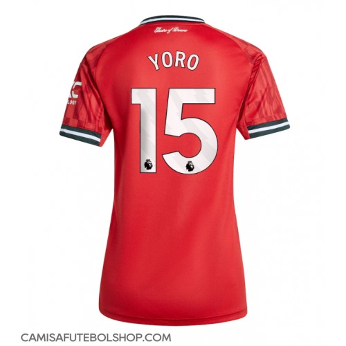 Camisa de time de futebol Manchester United Leny Yoro #15 Replicas 1º Equipamento Feminina 2025-26 Manga Curta